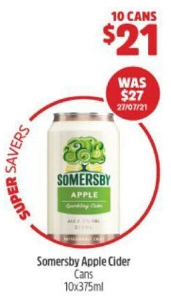 Woolworths Somersby Apple Cider Cans 10x375ml offer