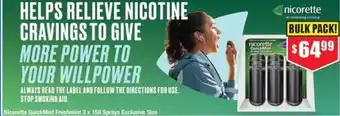 Chemist Warehouse Nicorette QuickMist Freshmint 3 x 150 Sprays offer