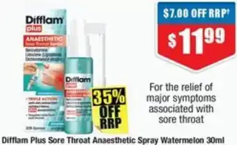 Difflam Plus Sore Throat Anaesthetic Spray Watermelon 30ml