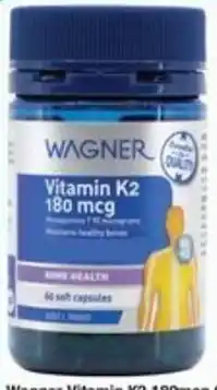 Chemist Warehouse Wagner Vitamin K2 180mcg 60 Soft Capsules offer
