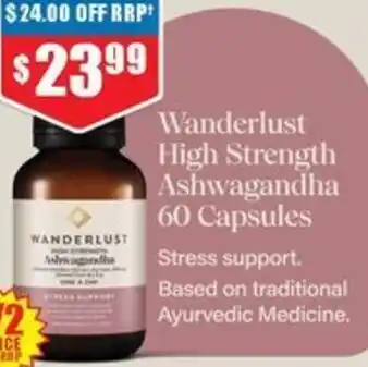 Chemist Warehouse Wanderlust High Strength Ashwagandha 60 Capsules offer