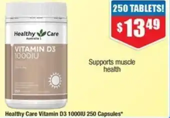 Chemist Warehouse Healthy Care Vitamin D3 1000IU 250 Capsules offer