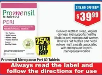 Promensil Menopause Peri 60 Tablets