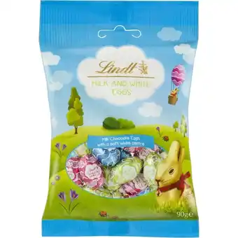 BIG W Lindt Milk and White Eggs 90g^ offer