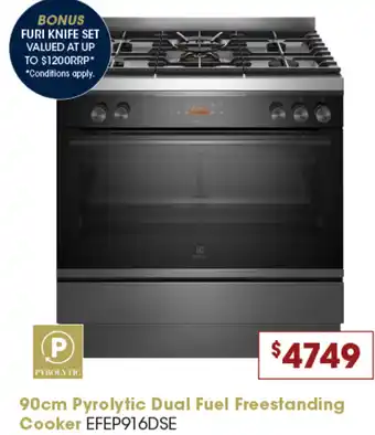 90cm Pyrolytic Dual Fuel Freestanding Cooker