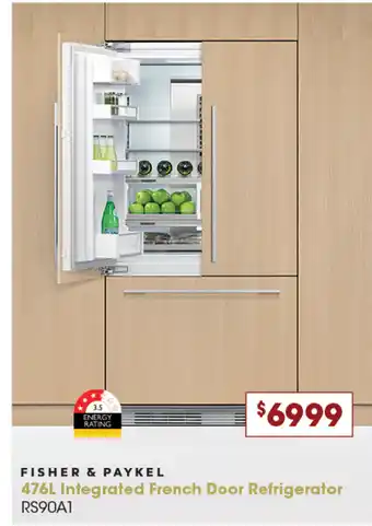 Designer Appliances 476L Integrated French Door Refrigerator offer