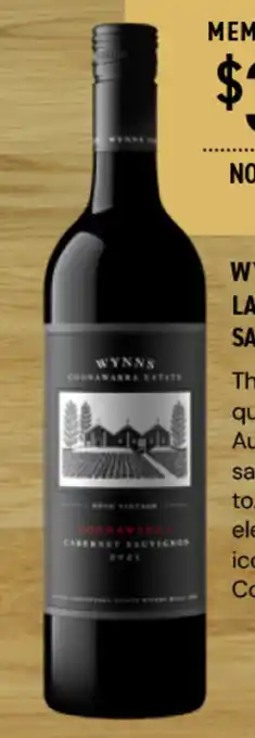 Dan Murphy's WYNNS BLACK LABEL CABERNET SAUVIGNON 2016 offer