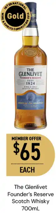 The Glenlivet Founder's Reserve Scotch Whisky 700mL