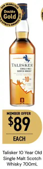 Dan Murphy's Talisker 10 Year Old Single Malt Scotch Whisky 700mL offer