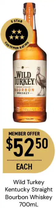 Wild Turkey Kentucky Straight Bourbon Whiskey 700mL