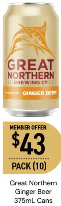 Dan Murphy's Great Northern Ginger Beer 375mL Cans offer