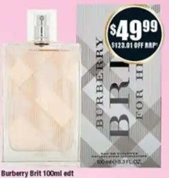 Chemist Warehouse Burberry Brit 100ml edt offer