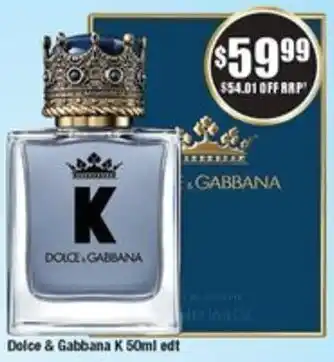 Chemist Warehouse Dolce & Gabbana K 50ml edt offer