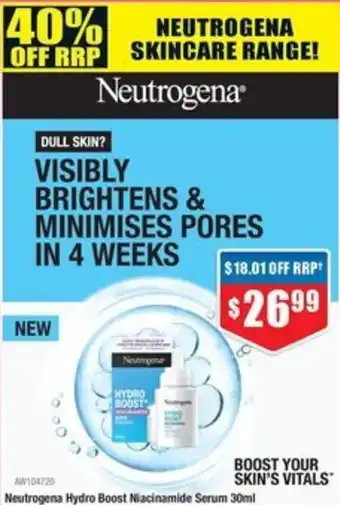 Chemist Warehouse Neutrogena Hydro Boost Niacinamide Serum 30ml offer