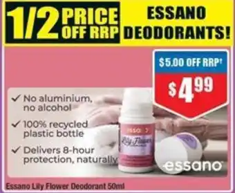 Chemist Warehouse Essano Lily Flower Deodorant 50ml offer