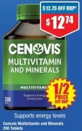 Chemist Warehouse Cenovis Multivitamin and Minerals 200 Tablets offer