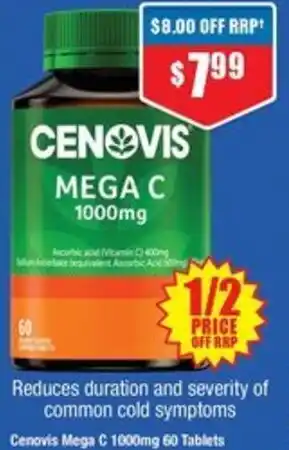 Chemist Warehouse Cenovis Mega C 1000mg 60 Tablets offer