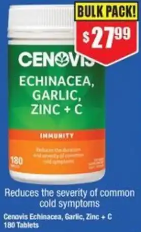 Chemist Warehouse Cenovis Echinacea, Garlic, Zinc + C 180 Tablets offer