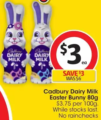 Coles Cadbury Dairy Milk Easter Bunny 80g offer