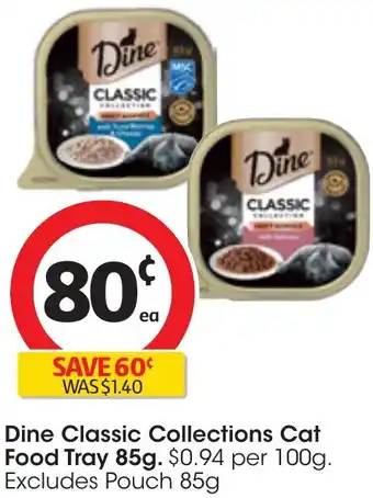 Coles Dine Classic Collections Cat Food Tray 85g offer