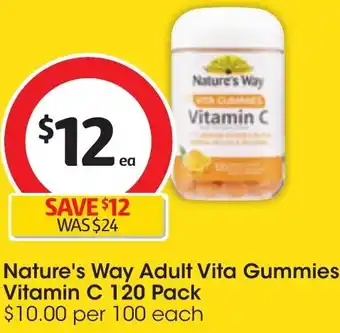 Coles Nature's Way Adult Vita Gummies Vitamin C 120 Pack offer