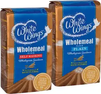 IGA White Wings Wholemeal Plain or Self Raising Flour 1kg offer