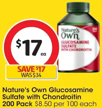 Coles Nature's Own Glucosamine Sulfate with Chondroitin 200 Pack offer