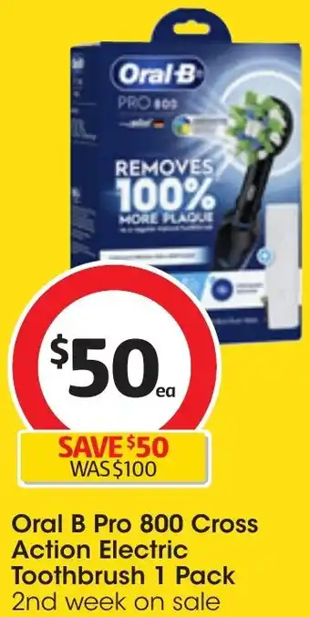 Coles Oral B Pro 800 Cross Action Electric Toothbrush 1 Pack offer