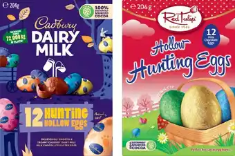 IGA Cadbury Dairy Milk or Red Tulip Hollow Hunting Eggs 12 Pack offer