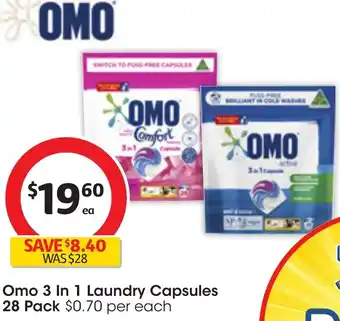 Omo 3 In 1 Laundry Capsules 28 Pack