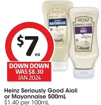 Coles Heinz Seriously Good Aioli or Mayonnaise 500mL offer