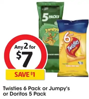 Coles Twisties 6 Pack or Jumpy's or Doritos 5 Pack offer