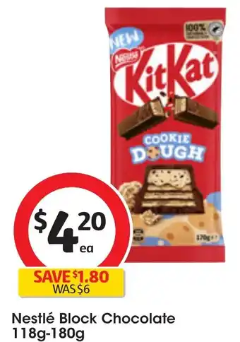 Coles Nestlé Block Chocolate 118g-180g offer