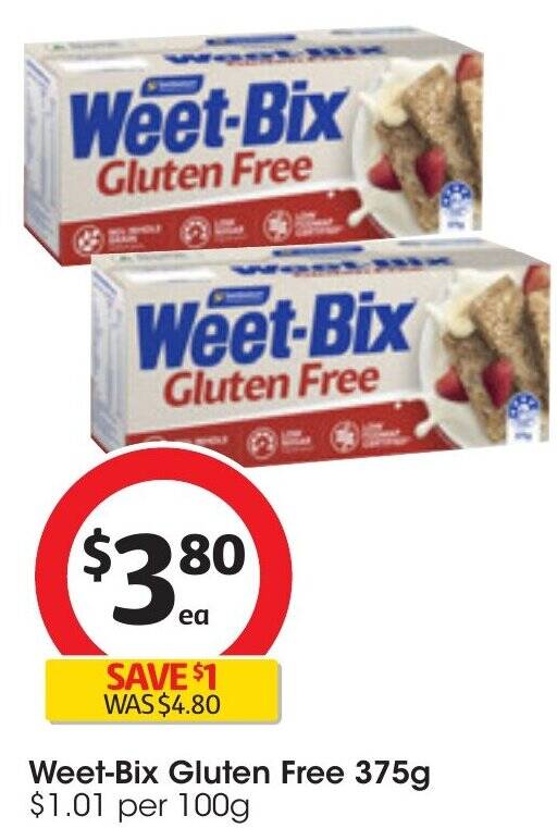 WeetBix Gluten Free 375g offer at Coles