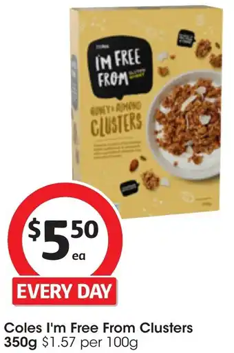 Coles Coles I'm Free From Clusters 350g offer