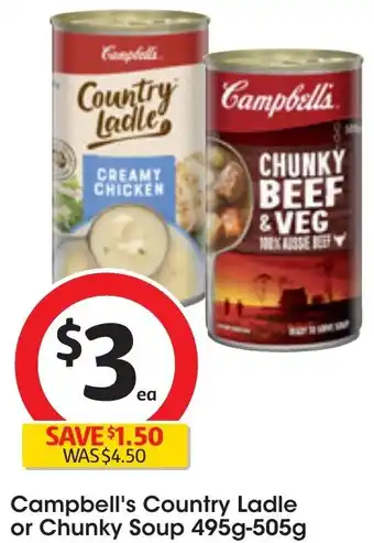 Coles Campbell's Country Ladle or Chunky Soup 495g-505g offer