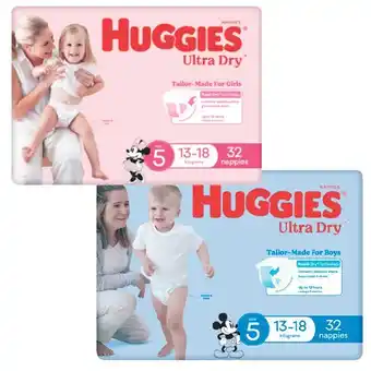 Woolworths Huggies Ultra Dry Nappies Pk 30-54 offer