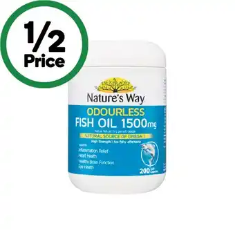 Woolworths Nature's Way Odourless Fish Oil 1500mg Capsules Pk 200 offer