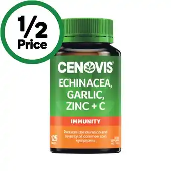 Woolworths Cenovis Echinacea, Garlic, Zinc + C Tablets Pk 125 offer