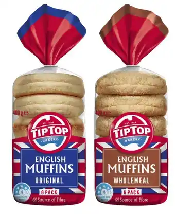 Coles Tip Top English Muffins 6 Pack offer