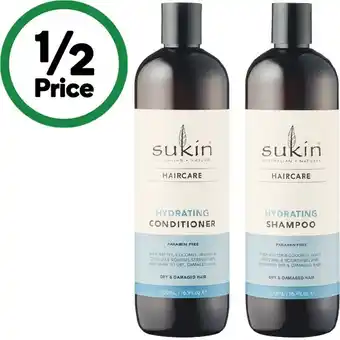 Woolworths Sukin Shampoo or Conditioner 500ml offer