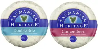 Coles Tasmanian Heritage Camembert or Double Cream Brie 200g offer
