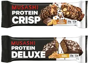 Coles Musashi Protein Crisp or Deluxe Bar 60g offer