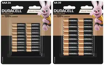 Coles Duracell Coppertop Batteries AAA 26 Pack or AA 30 Pack offer