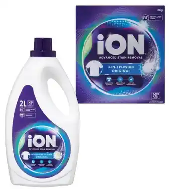 Coles iON Laundry Liquid 2 Litre or Powder 2kg offer
