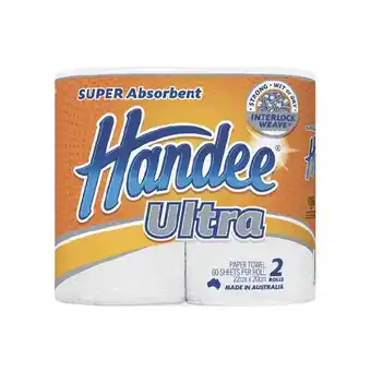 Woolworths Handee Ultra Paper Towel Pk 2 offer