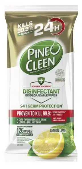 Coles Pine O Cleen 24 Hour Disinfectant Biodegradable Wipes 126 Pack offer