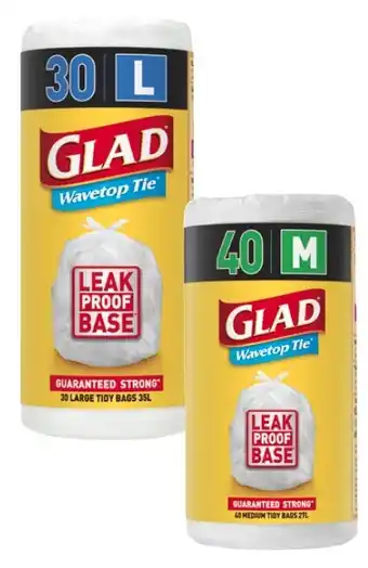 Coles Glad Kitchen Tidy Bag Wavetop Medium 40 Pack or Large 30 Pack offer