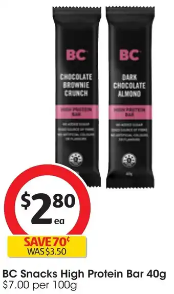 Coles BC Snacks High Protein Bar 40g offer