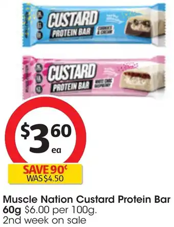 Coles Muscle Nation Custard Protein Bar 60g offer